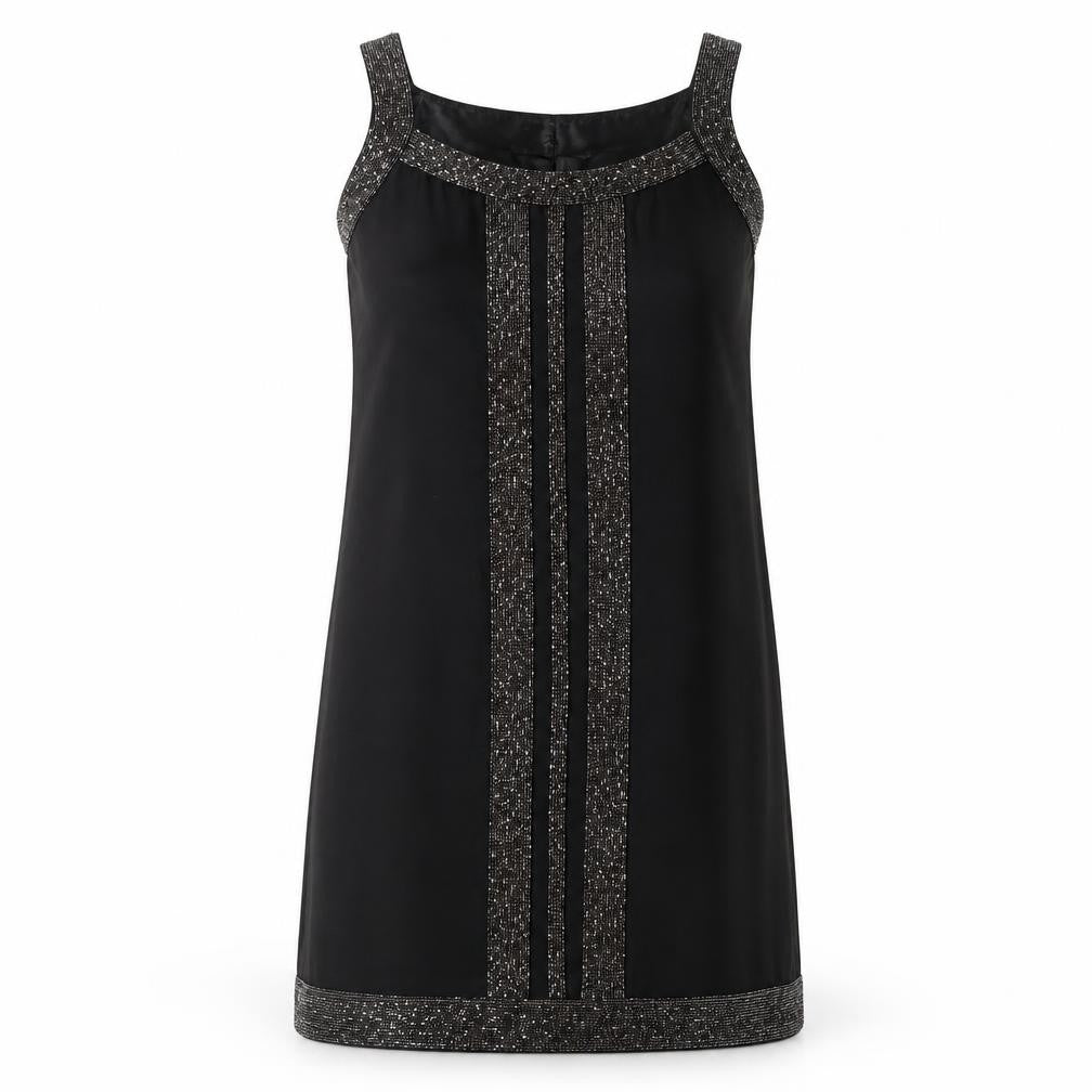 Front view of Principles by Ben de Lisi Black Sequin Shift Dress 12
