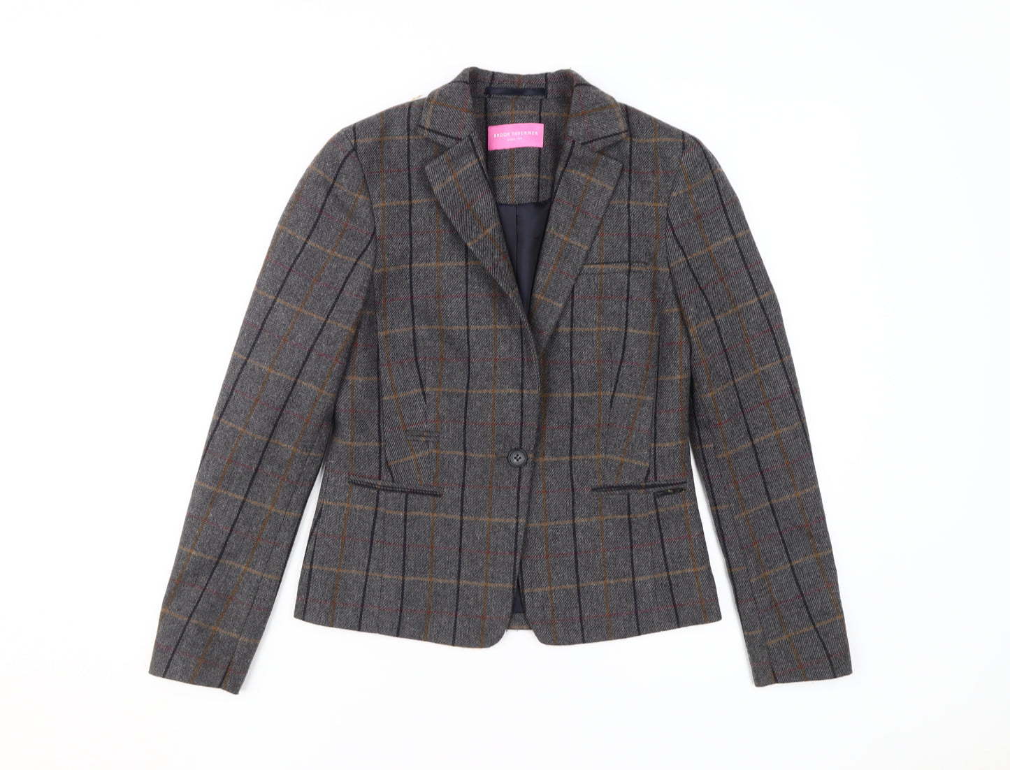 Brook Taverner Women’s Grey Check Trouser Suit Blazer Size 6