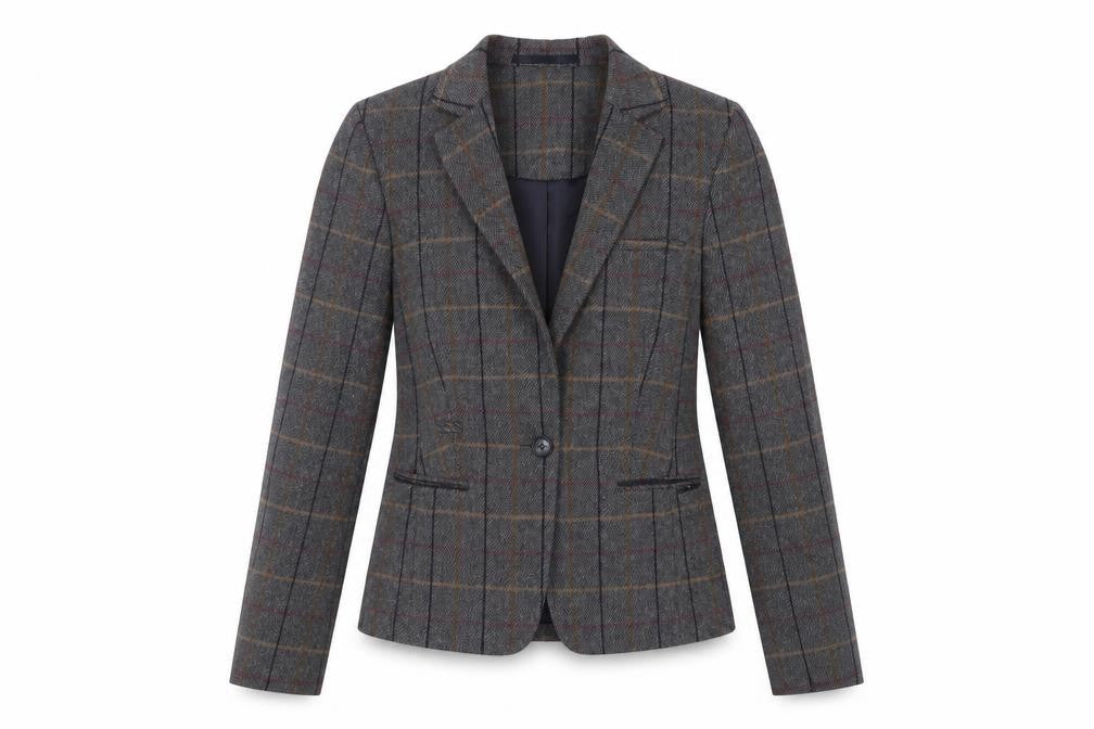 Brook Taverner Women’s Grey Check Trouser Suit Blazer Size 6