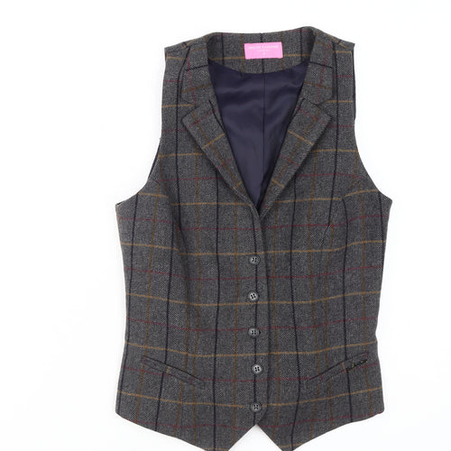 Brook Taverner Grey Plaid Women's Waistcoat, S, Classic Style