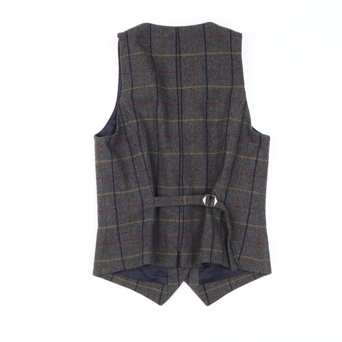 Brook Taverner Grey Plaid Women's Waistcoat, S, Classic Style