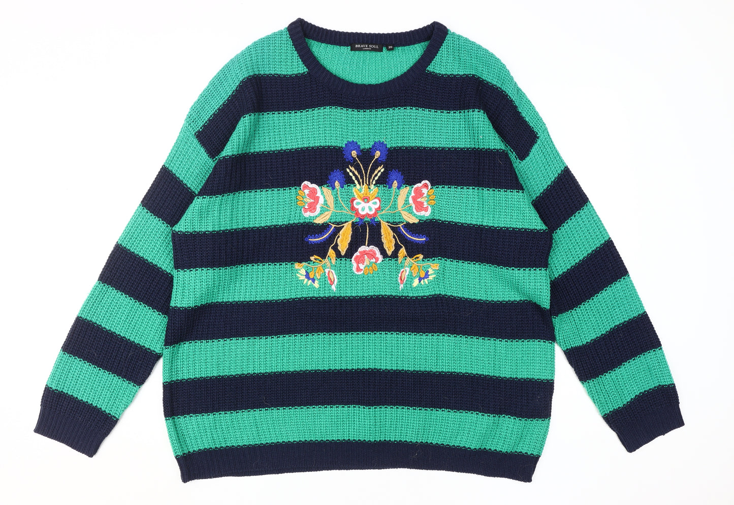 Brave Soul Women's Multicoloured Size 20 Striped Pullover