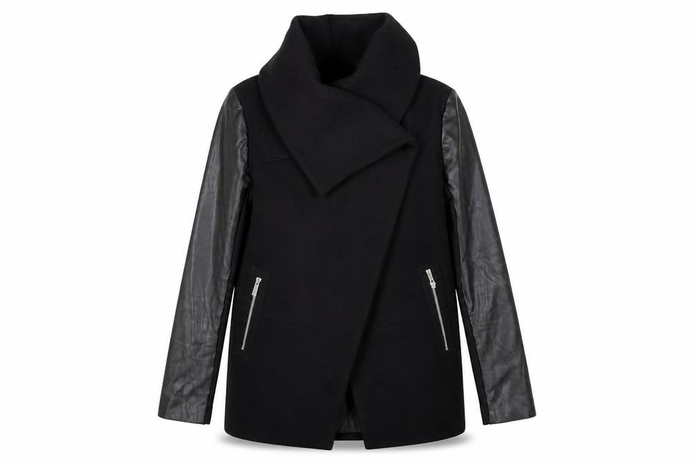 Front view of Oasis Women's Black XS Mid-Length Zip Coat