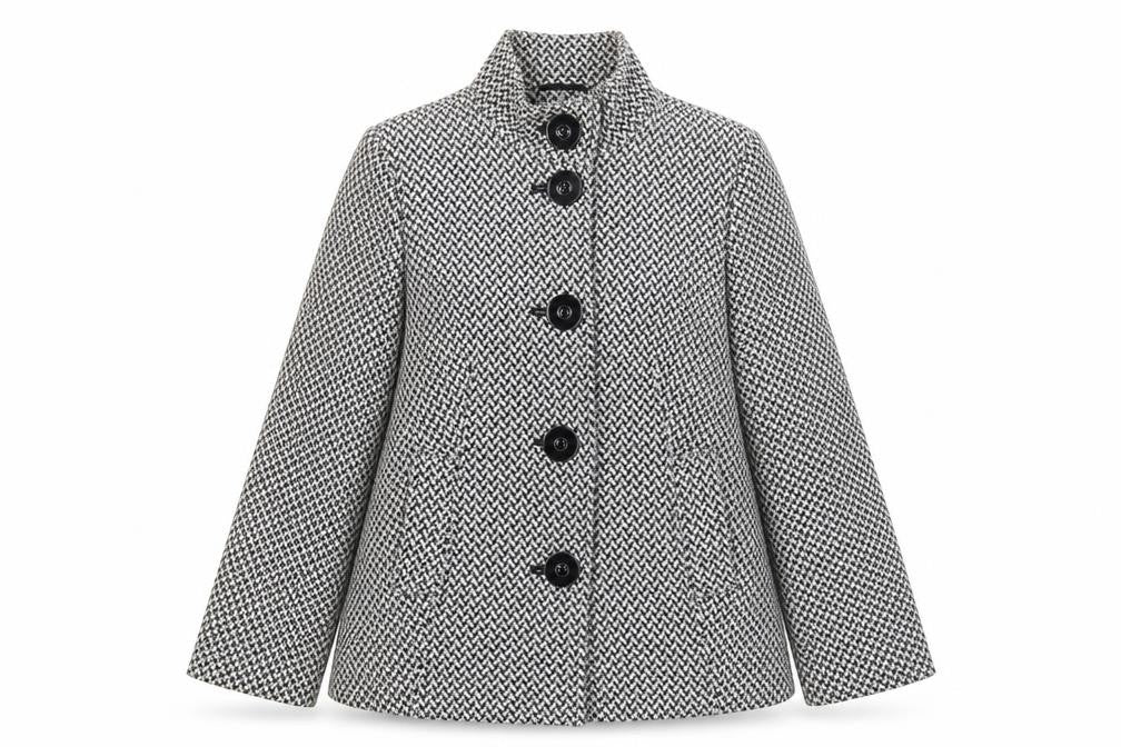 Front view of Debenhams Women's Black Tweed, size 14, Classic Coat