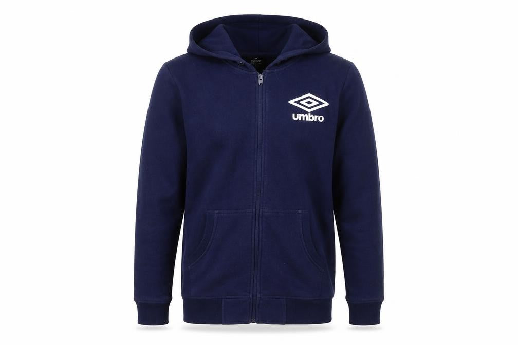 Front view of Umbro Men's Blue Full Zip Hoodie Medium