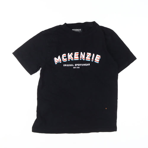 McKenzie Boys Black T-Shirt, Size M, Casual Graphic Logo
