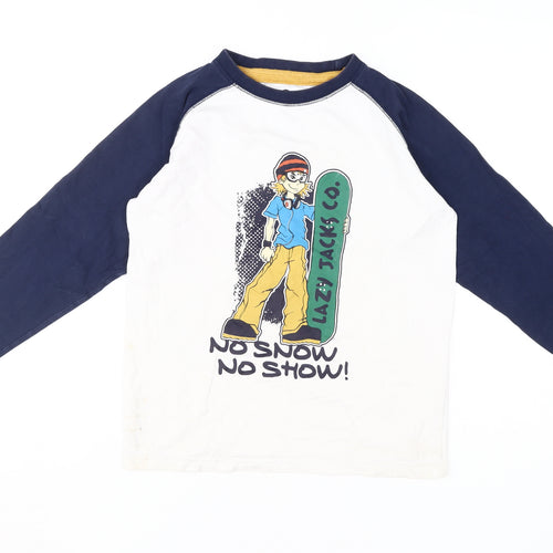 Lazy Jacks Boys White and Blue Long Sleeve T-Shirt (9-10 Years)