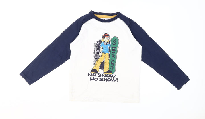 Lazy Jacks Boys White and Blue Long Sleeve T-Shirt (9-10 Years)