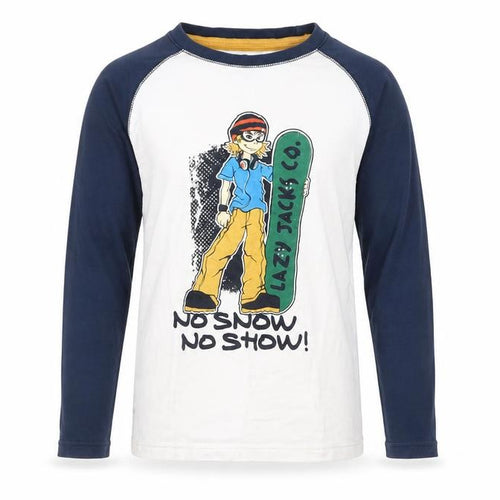 Lazy Jacks Boys White and Blue Long Sleeve T-Shirt (9-10 Years)
