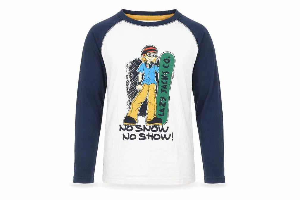 Lazy Jacks Boys White and Blue Long Sleeve T-Shirt (9-10 Years)