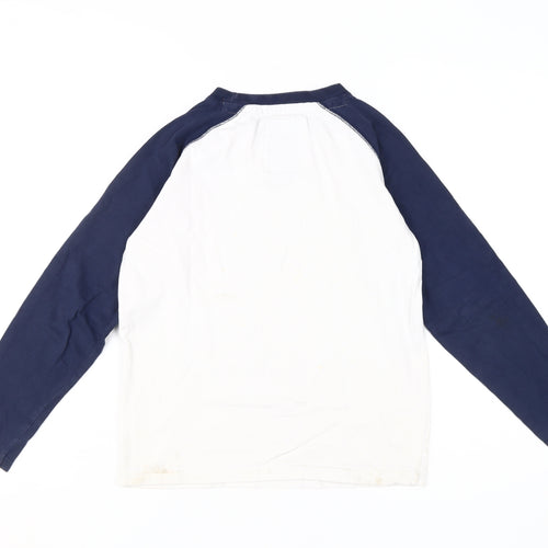 Lazy Jacks Boys White and Blue Long Sleeve T-Shirt (9-10 Years)