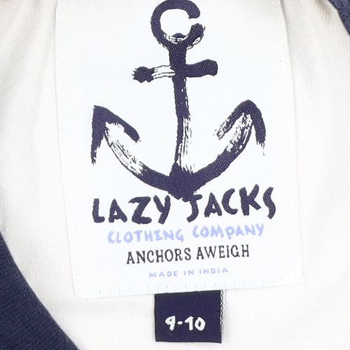 Lazy Jacks Boys White and Blue Long Sleeve T-Shirt (9-10 Years)