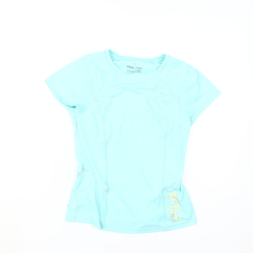 Fila Women's Blue Gym T-Shirt, Size S, Breathable, Short Sleeve