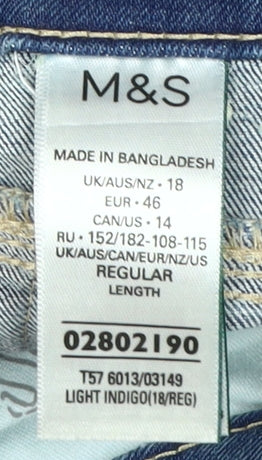 Marks and Spencer Women's Blue Straight Jeans Size 18