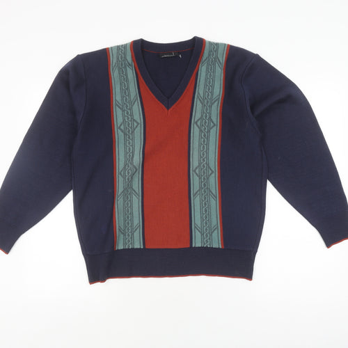 Gabicci Men's Blue Wool Acrylic V-Neck Pullover Jumper S