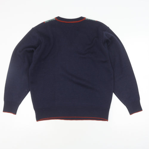 Gabicci Men's Blue Wool Acrylic V-Neck Pullover Jumper S
