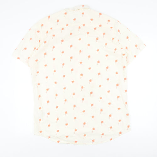 Quiksilver Men's Ivory Beach Print Button-Up Shirt L