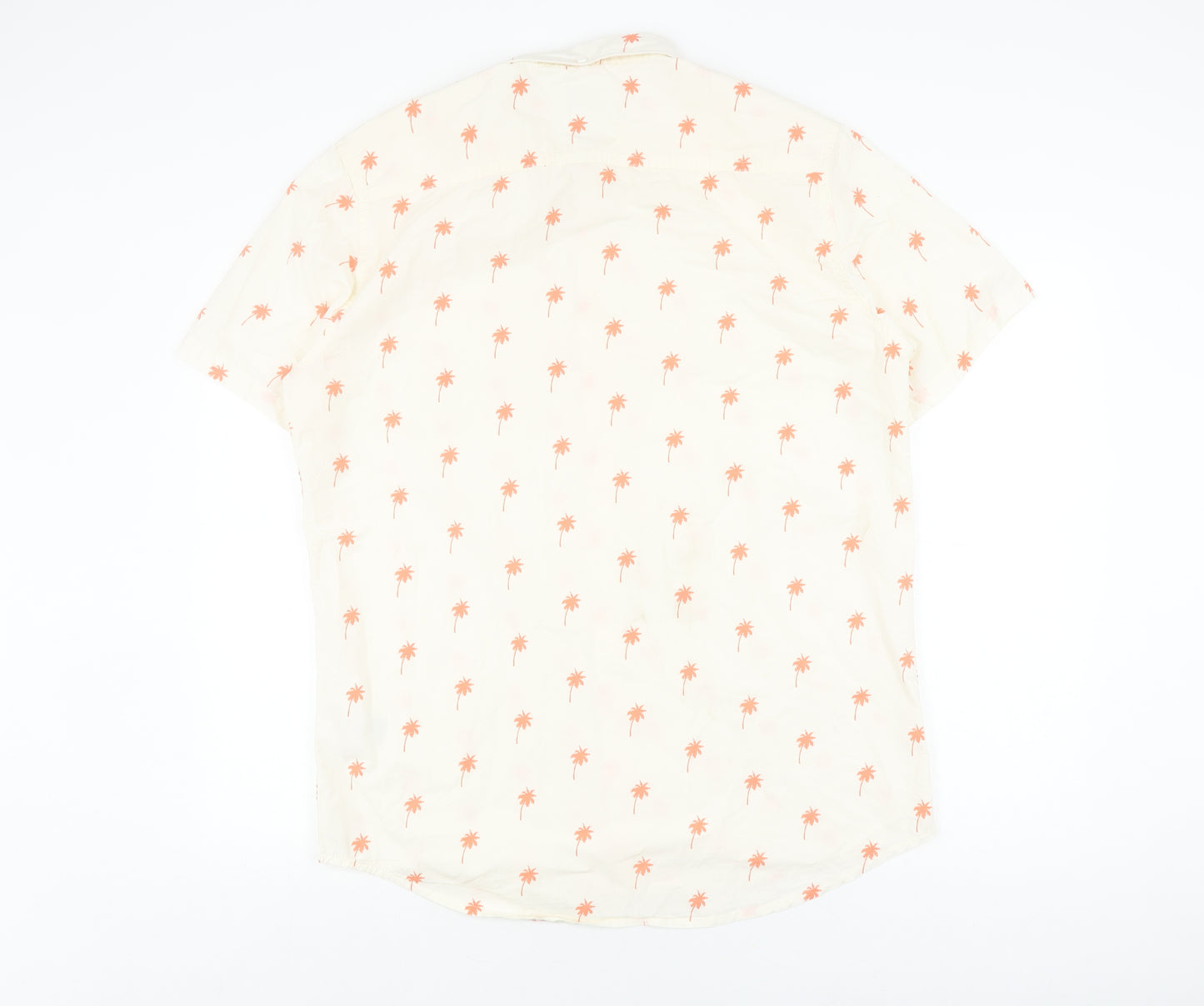 Quiksilver Men's Ivory Beach Print Button-Up Shirt L