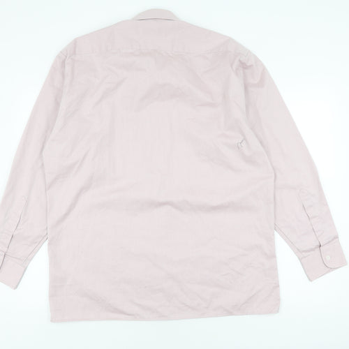 Peter England Mens Beige Long Sleeve Button-Up Shirt
