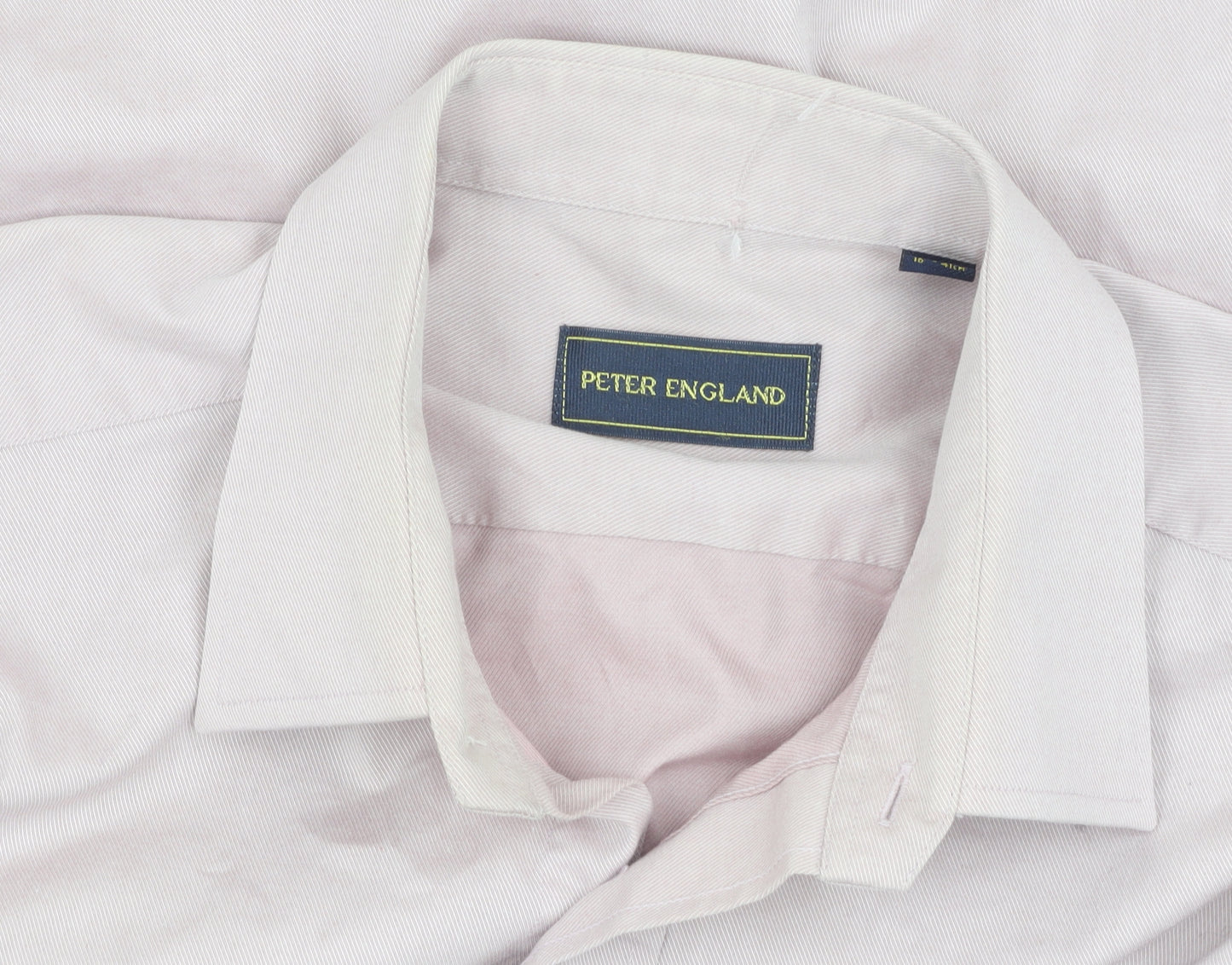 Peter England Mens Beige Long Sleeve Button-Up Shirt