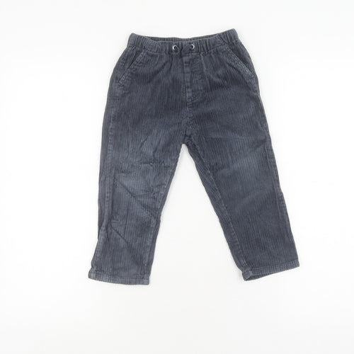 Next Boys Grey Corduroy Trousers 2-3 Years Elastic Waist