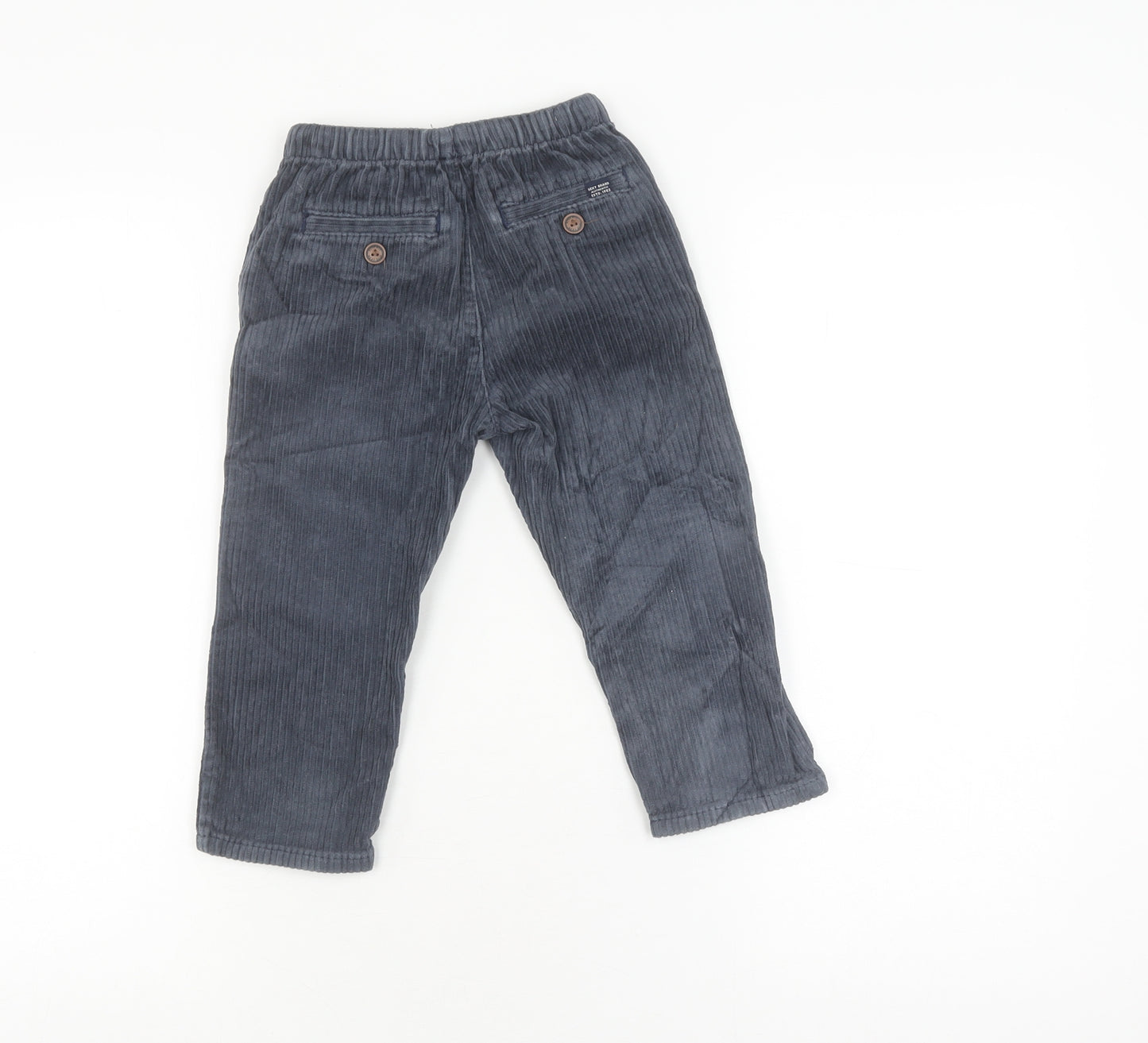 Next Boys Grey Corduroy Trousers 2-3 Years Elastic Waist