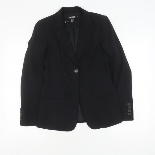 DKNY Women's Black Blazer - Size 4, Slim Fit, Single Breasted