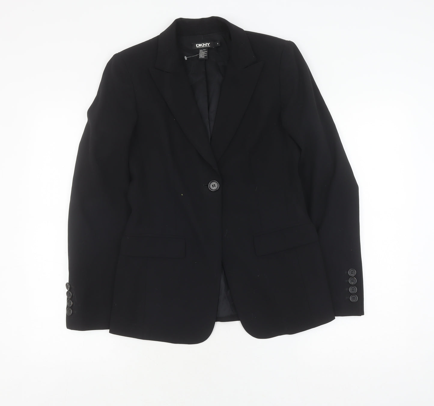 DKNY Women's Black Blazer - Size 4, Slim Fit, Single Breasted