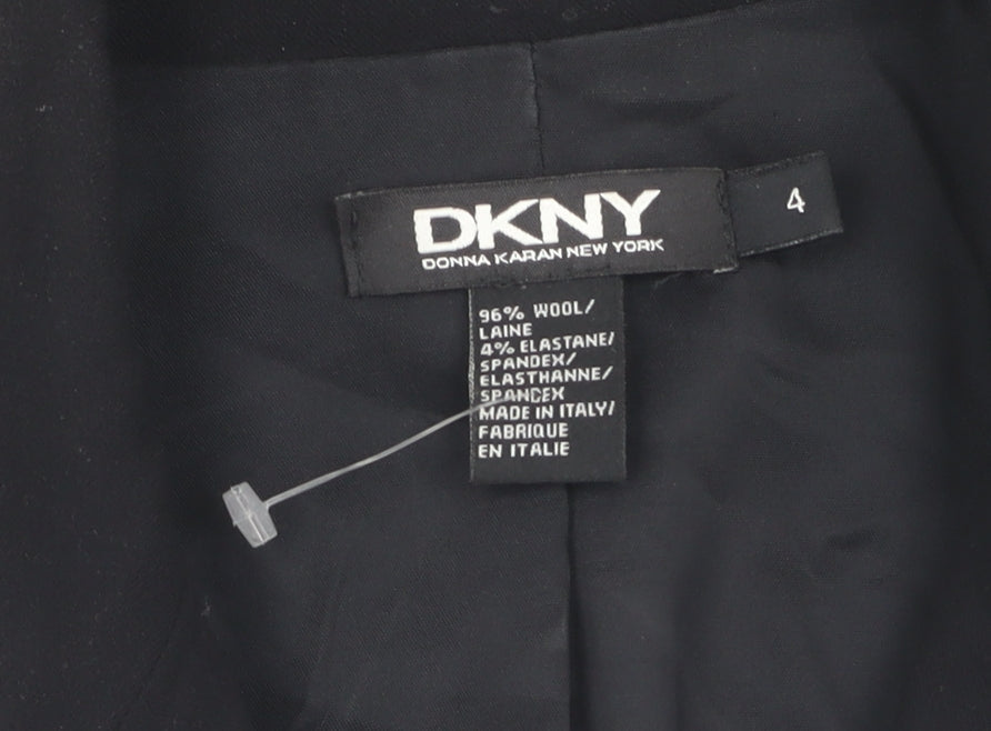 DKNY Women's Black Blazer - Size 4, Slim Fit, Single Breasted