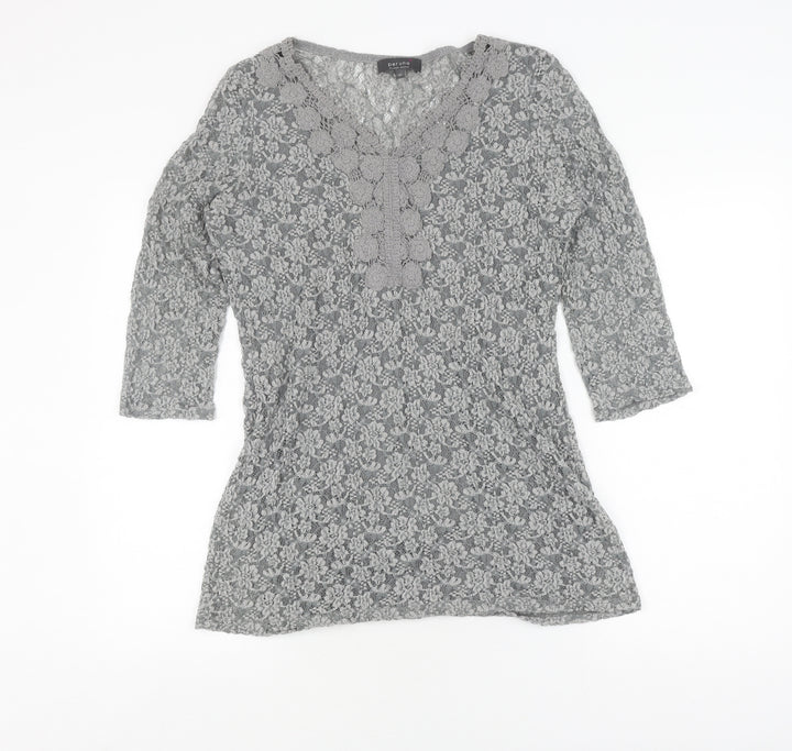 Marks and Spencer Grey Lace Tunic Blouse UK 10