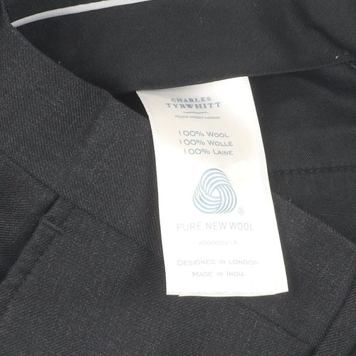 Charles Tyrwhitt Men's Black Wool Slim Fit Dress Pants