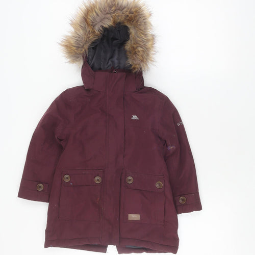 Trespass Girls Purple Parka Coat 2-3 Years Waterproof