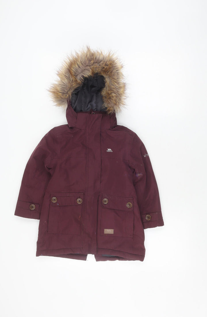 Trespass Girls Purple Parka Coat 2-3 Years Waterproof