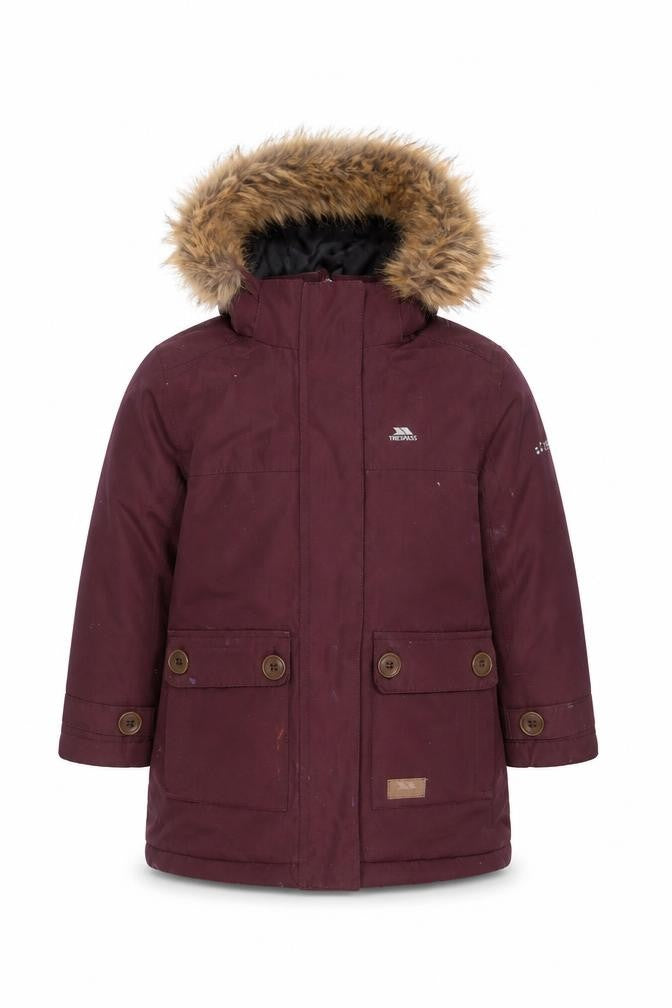 Trespass Girls Purple Parka Coat 2-3 Years Waterproof