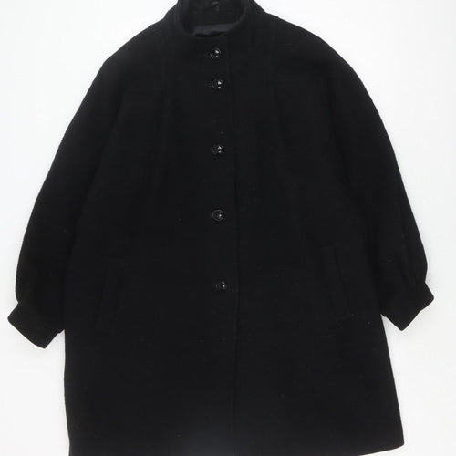 C&A Women's Black Wool Coat, Size 12, Classic Autumn Winter