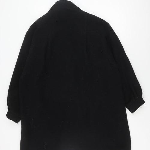 C&A Women's Black Wool Coat, Size 12, Classic Autumn Winter