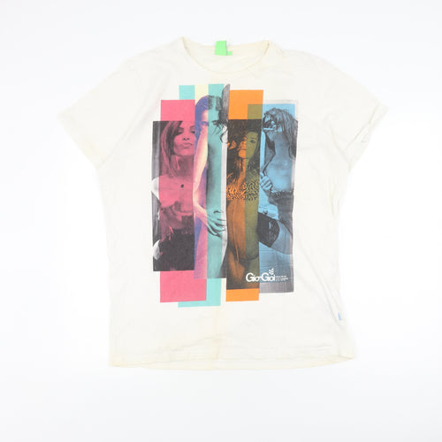 Go Go Men's XL White Graphic Print T-Shirt