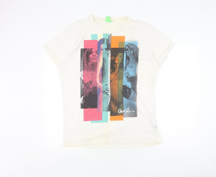 Go Go Men's XL White Graphic Print T-Shirt