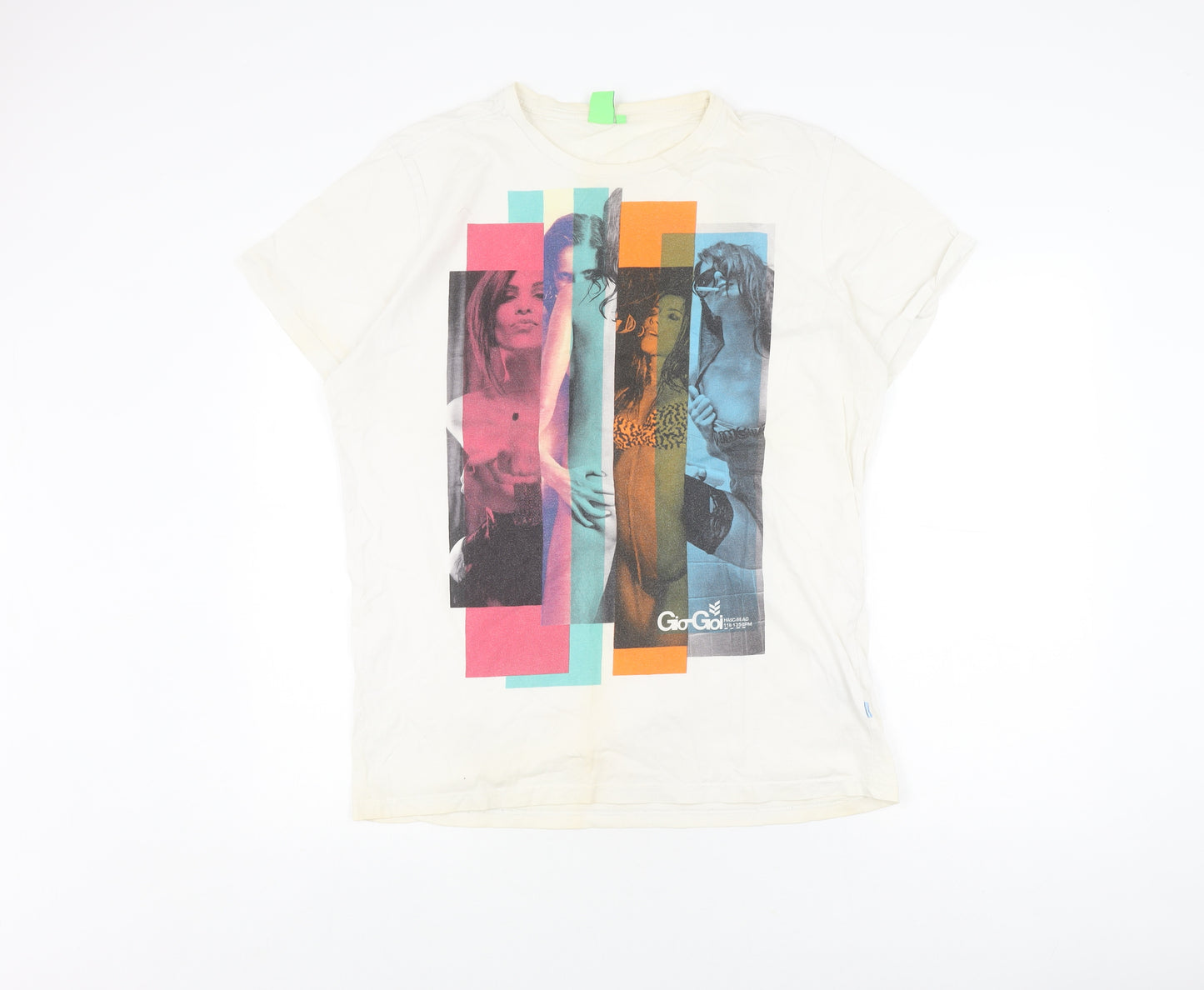 Go Go Men's XL White Graphic Print T-Shirt