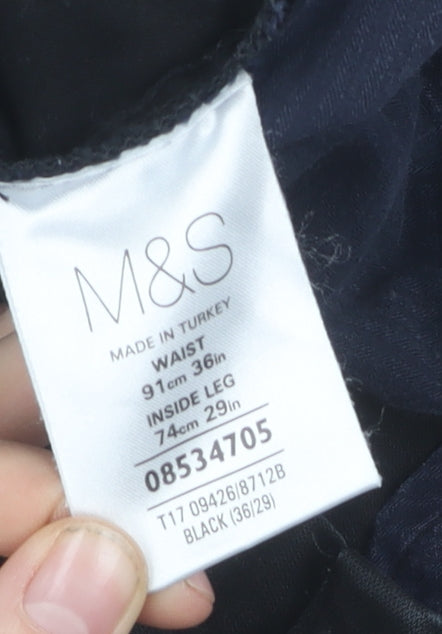Marks and Spencer Black Men's Trousers, Size 36