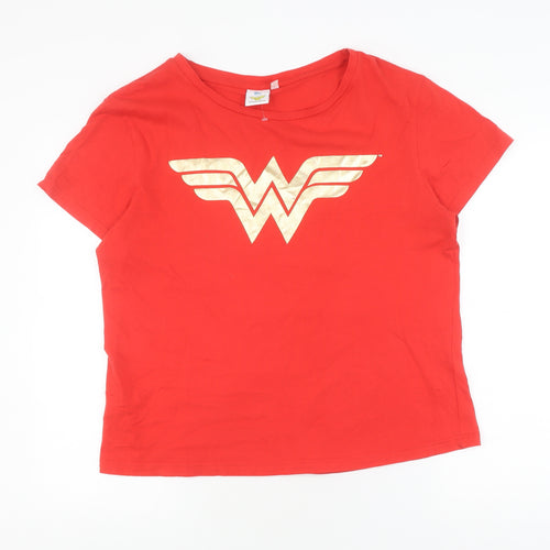 Wonder Woman Women's Red Cotton T-Shirt, Size 18