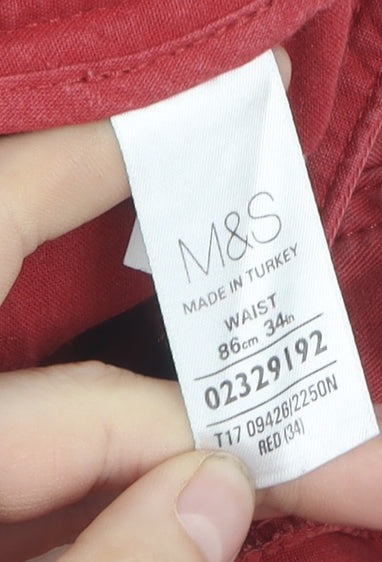 Marks and Spencer Men's Red Chino Shorts, Size 34
