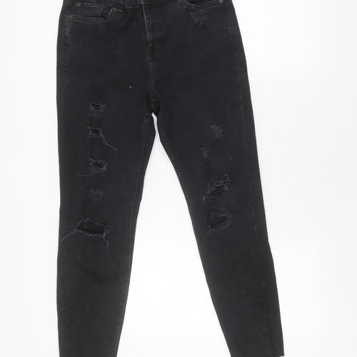 New Look Women's Black Skinny Jeans Size 14 Distressed