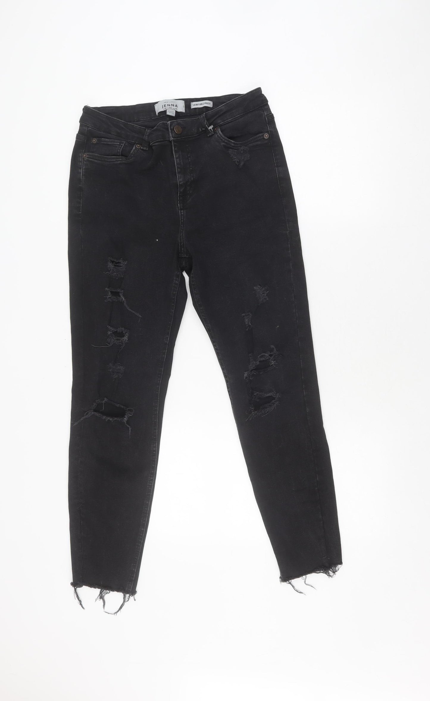 New Look Women's Black Skinny Jeans Size 14 Distressed
