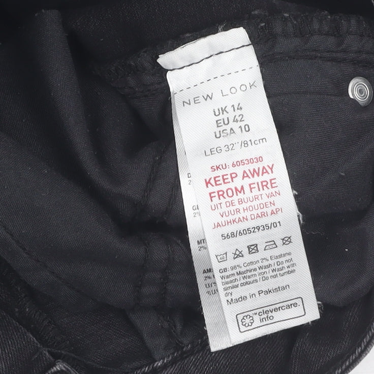 New Look Women's Black Skinny Jeans Size 14 Distressed