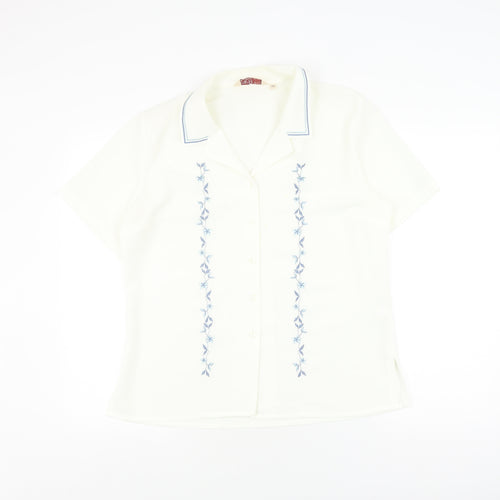 EWM Women’s Ivory Embroidered Button-Up Shirt