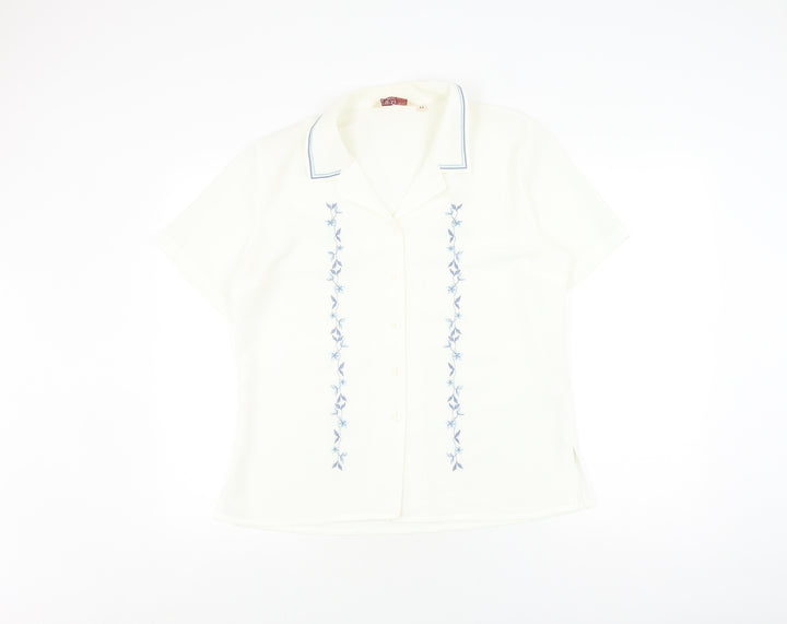 EWM Women’s Ivory Embroidered Button-Up Shirt