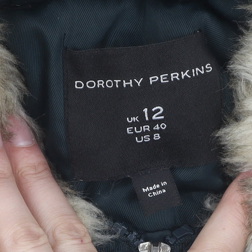 Dorothy Perkins Women's Green Parka Coat UK 12
