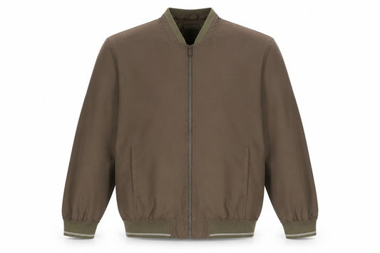 Front view of Headland Men's Green Bomber Jacket XL Stand-Up Collar