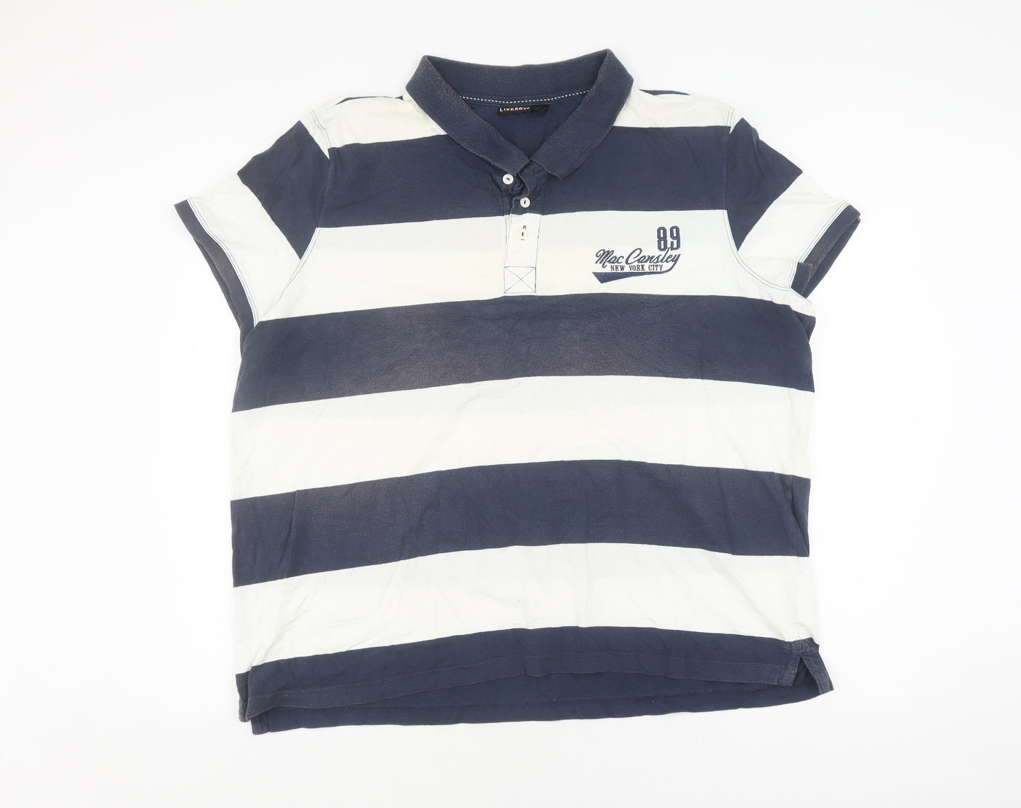 Livergy Men's Blue Striped Polo Shirt XL